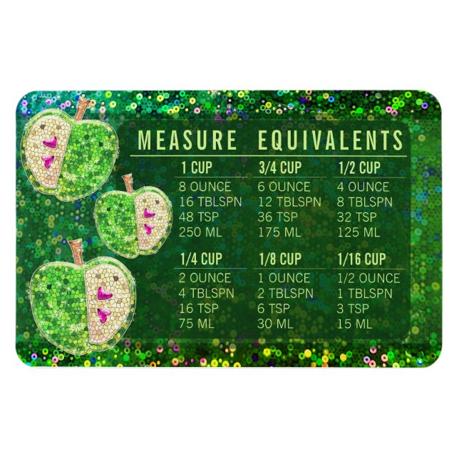Glittermåttomvandling Kök Måttenhet Guide Magnet (Horisontell)