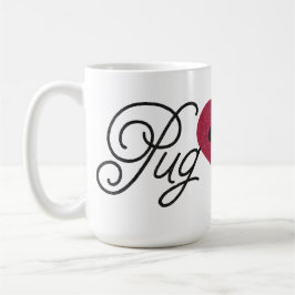 Glittermopskärlek lismar mops i hjärtamugg kaffemugg