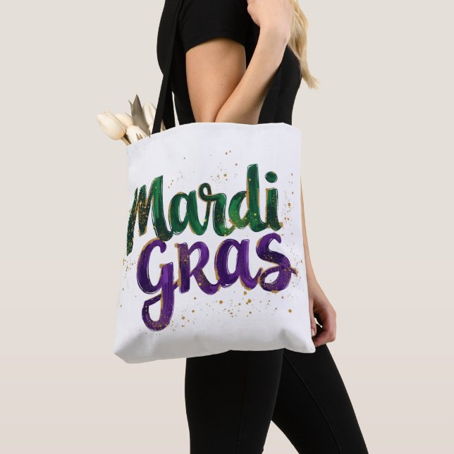 Glitterpenseldrag Mardi Gras Tygkasse (Närbild)