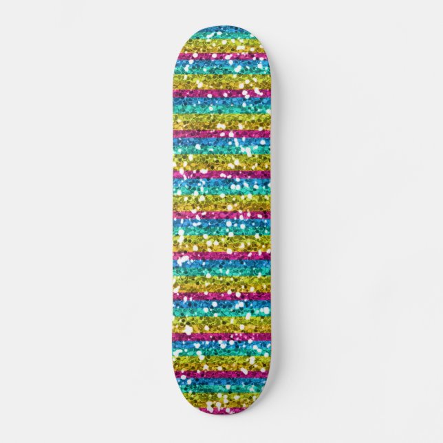 GlitterregnbågeSkateboard Skateboard Bräda 19,5 Cm (Framsida)
