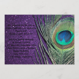 Glitters Lila Peacock Bröllop Inbjudningar