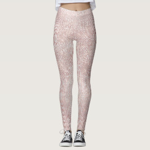 Glittersilver borstar vitrosa ros grillar Sparkly Leggings