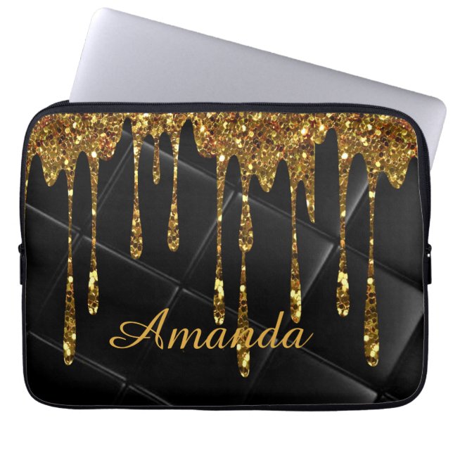 Glittersvart svart design laptop fodral (Framsidan)