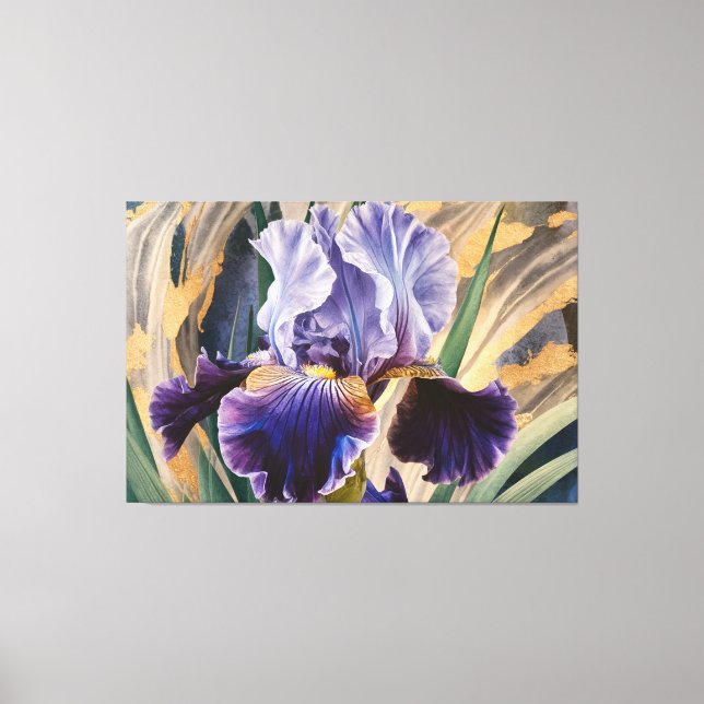 *~* GlitterTeal IRIS Irises Vintage Blommigt TV2 Canvastryck (Framsida)