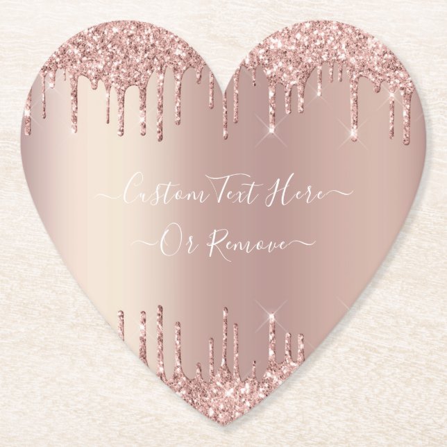 Glitterunderlägg i roséguld med anpassad text underlägg papper (Framsida)