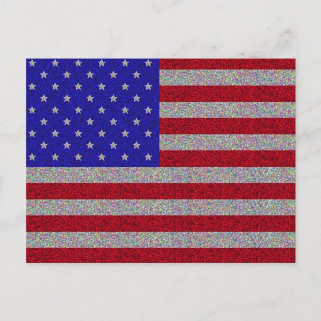 Glittery American Flagga Vykort (Framsida)