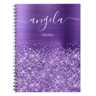 Glittery Amethyst Lila Glam Notes Anteckningsbok