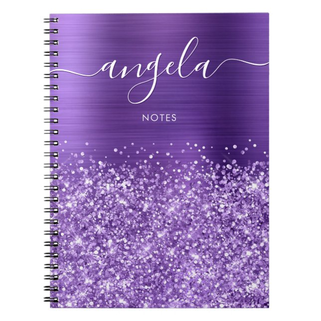 Glittery Amethyst Lila Glam Notes Anteckningsbok (Framsidan)