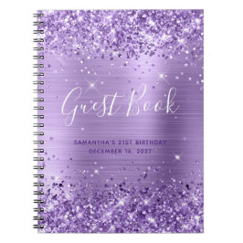Glittery Amethyst Modern 21:a födelsedagsbok Anteckningsbok