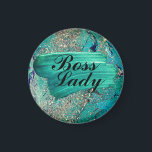 Glittery Aqua Paint Strokes Chef Dam Magnet<br><div class="desc">En abstrakt som målar med turkoshajar med källarna guld glitter där det i mitten finns blåa penseldrag av grönt i akvariet där ord Chef Dam är skriven där du kan behålla som det är eller anpassa den med namn,  logotyp eller brev.</div>