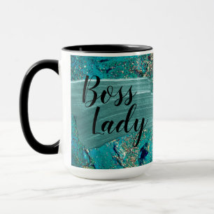Glittery Aqua Paint Strokes Chef Dam Mugg