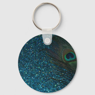 Glittery Aquapåfågel Nyckelring