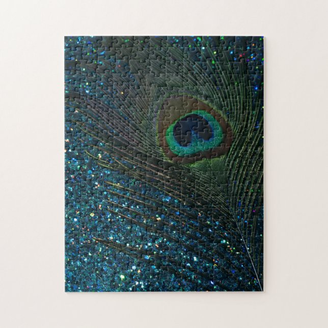 Glittery Aquapåfågel Pussel (Vertikal)