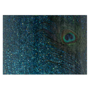 Glittery Aquapåfågelfjäder