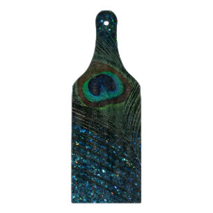Glittery Aquapåfågelfjäder