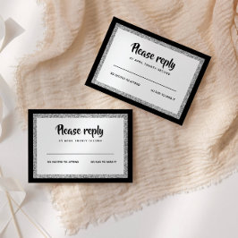 Glittery Bat mitzvah Elegant Black och Silver OSA Kort