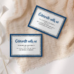 Glittery Bat mitzvah Navy Blue and Silver Detail Tilläggskort<br><div class="desc">Det här trendiget infogar ett kort med fetstil på framsidan med ett lager i silver glitter och vitt,  och en solid färgad-bakgrund. Lägg till texten med hjälp av mallformuläret. Ändra teckensnitt,  layout och färg med Verktyg i Design.</div>