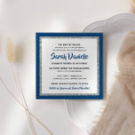 Glittery Bat mitzvah Navy Blue Silver Square Inbjudningar<br><div class="desc">Trendigets Bat mitzvah inbjudan innehåller gnistrande faux glitter som är skrivet mot en solid färg-bakgrund. Använda mallformuläret om du vill lägga till egen information. Du kan använda Design Verktyg för att ändra teckensnittet stil,  färg och layout.</div>