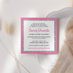 Glittery Bat mitzvah Shock rosa och Silver Square Inbjudningar<br><div class="desc">Trendigets Bat mitzvah inbjudan innehåller gnistrande faux glitter som är skrivet mot en solid färg-bakgrund. Använda mallformuläret om du vill lägga till egen information. Du kan använda Design Verktyg för att ändra teckensnittet stil,  färg och layout.</div>