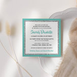 Glittery Bat mitzvah Teal and Silver Square Inbjudningar<br><div class="desc">Trendigets Bat mitzvah inbjudan innehåller gnistrande faux glitter som är skrivet mot en solid färg-bakgrund. Använda mallformuläret om du vill lägga till egen information. Du kan använda Design Verktyg för att ändra teckensnittet stil,  färg och layout.</div>