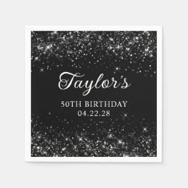 Glittery Black 50:e födelsedagen Pappersservett