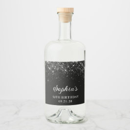 Glittery Black 50:e födelsedagen Spritflaskor Etikett
