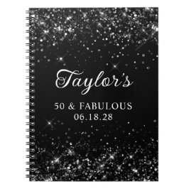 Glittery Black 50:e födelsedagsboken Anteckningsbok