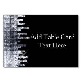 Glittery Black/Silver Glamor Bröllop Namn Ställe Bordsnummer
