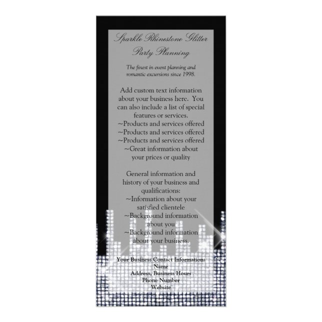 Glittery Black/Silver Glamor Elegant Program/ Reklamkort (Framsidan)
