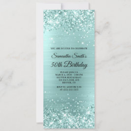 Glittery Blek Turcos Foil 50th Birthday Inbjudningar