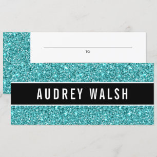 Glittery Blue Chic Sequin Black Gift Certificate Inbjudningar