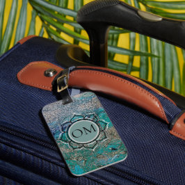 Glittery Blue Elegant OM Lotus Bagagebricka