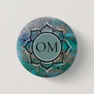 Glittery Blue Elegant OM Lotus Knapp