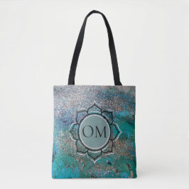 Glittery Blue Elegant OM Lotus Tygkasse