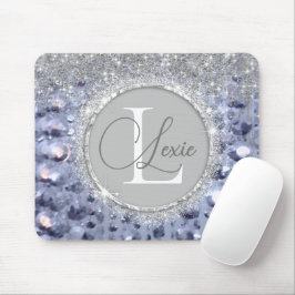 Glittery Blue Pärlor Monogram Musmatta