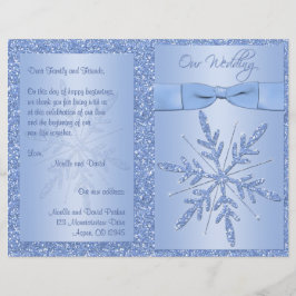 Glittery Blue Snowflake-Bröllopsprogram
