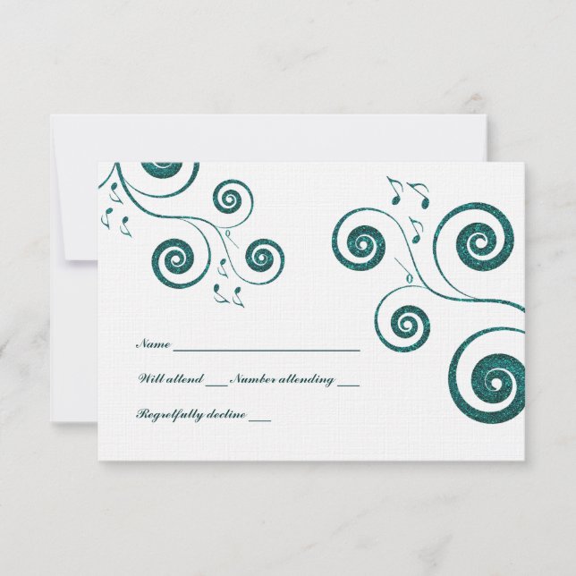 Glittery Blue Swirls Music OSA Kort (Framsida)