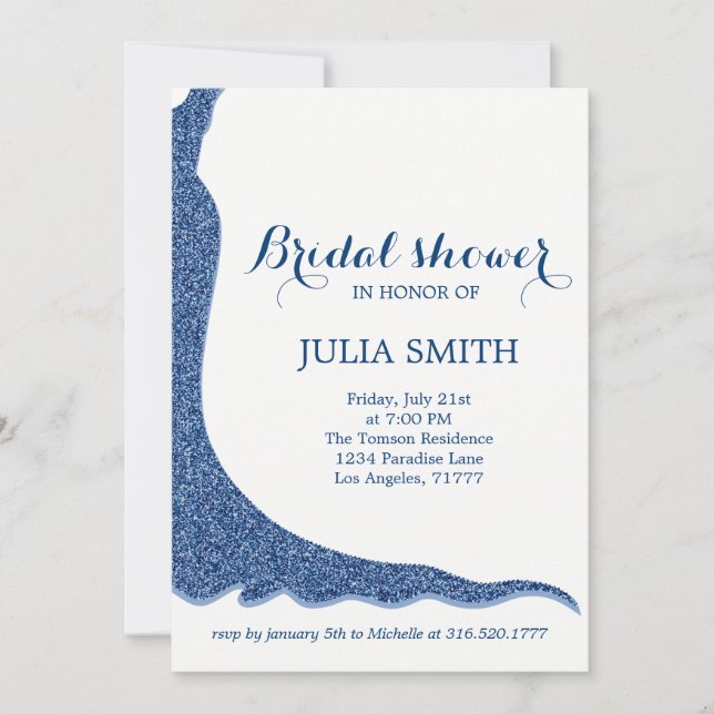 Glittery bröllop dress inbjudningar (Framsida)