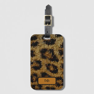 Glittery Brown Leopard Mönster Bagagebricka
