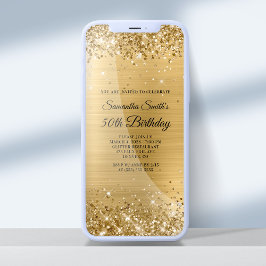 Glittery Brushed Gold Foil 50:e födelsedagen Inbjudningar