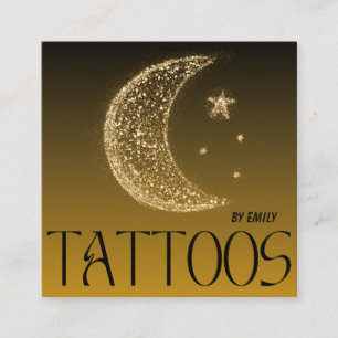 Glittery Celestial Måne Tatto Salon Fyrkantigt Visitkort