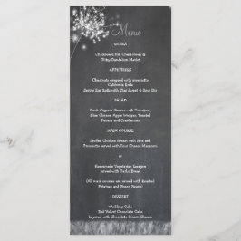 Glittery Chalkboard Dandelions Bröllop Menu Meny