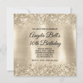 Glittery Champagne Gold Foil 30års födelsedag Inbjudningar