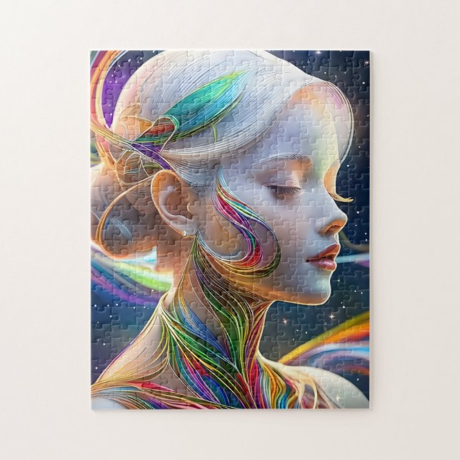 Glittery Charming Woman Person Character Woman Ill Pussel (Vertikal)