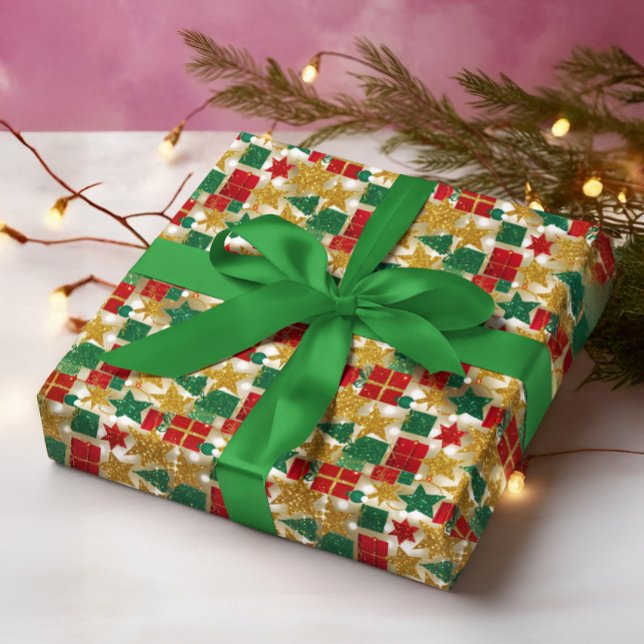 Glittery Christmas Pattern Presentpapper (Skapare uppladdad)