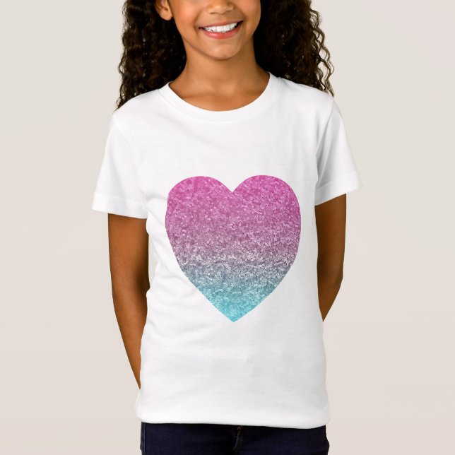 Glittery Colorful Heart T Shirt (Framsida)