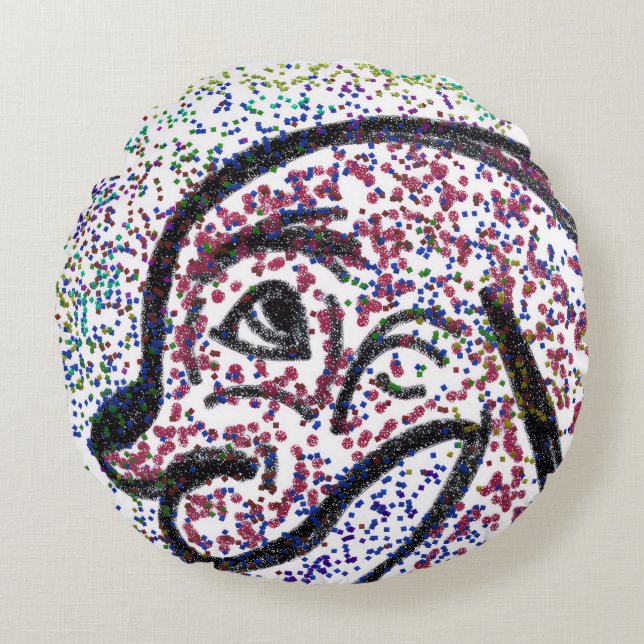 Glittery Doggie Round Pillow Rund Kudde (Framsidan)
