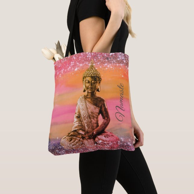 Glittery Dreamy Pastels Zen Buddah Namaste Tygkasse (Närbild)
