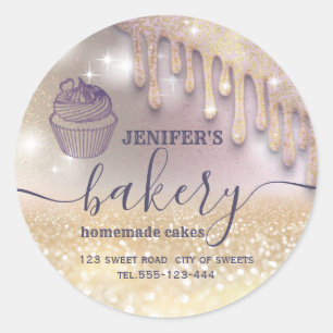 Glittery drips cuptårtskript, bakverk klassisk runt klistermärke