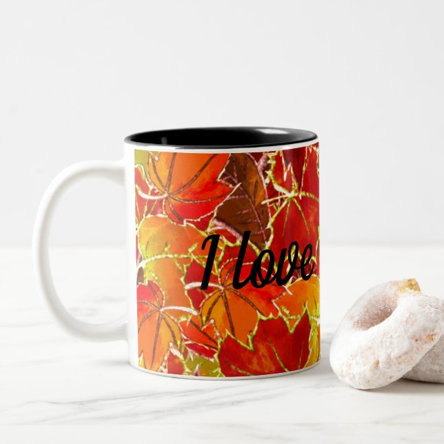 Glittery Fall/Höst löv Två-Tonad Mugg (Med munk)